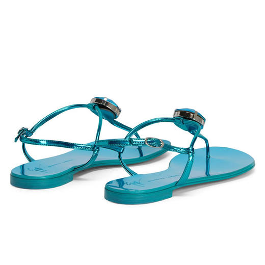 Giuseppe Zanotti 女士签名徽标中跟夹趾凉鞋 蓝色 E400004002 商品图2