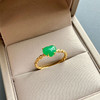 冰种阳绿翡翠心戒指18k黄金镶嵌 商品缩略图0