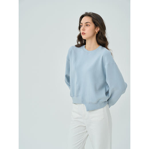 HeyDress不规则拼接卫衣女秋季宽松休闲套头上衣圆领长袖运动衫 商品图1