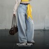 马登美式复古洗水蓝阔腿牛仔裤宽松做旧百搭直筒裤全棉透气轻盈长裤女 商品缩略图4