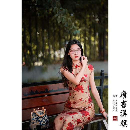 【丹彩】天丝印花鲜艳华丽风改良新中式旗袍 商品图1