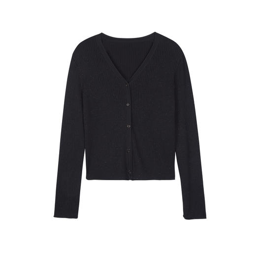 NEELLY纳俪商场同款秋季新款显瘦通勤简约黑色两件套针织衫上衣女N24081A01070 商品图3