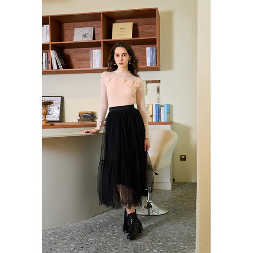 Heydress网纱半身裙女春秋浪漫度假轻盈飘逸层次感宽松A字裙子 商品图2