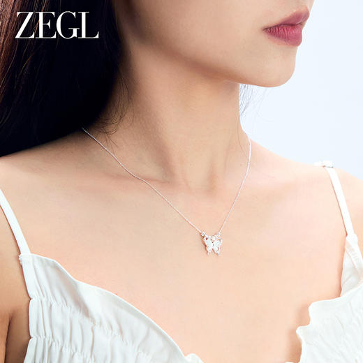 ZEGL925银925银人造猫眼石蝴蝶项链女款2024新款轻奢小众锁骨配饰 商品图4
