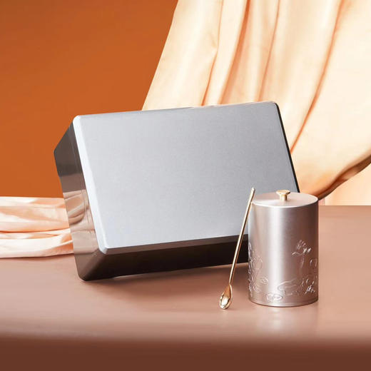 见喜【灰.实木烤漆.单合金罐+1茶勺】100元1套.整箱16套 商品图3