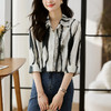 雀说混染印花衬衫新款时尚气质翻领设计感简约休闲减龄上衣AL256 商品缩略图2