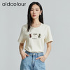 oldcolour秋季新款趣味猫咪刺绣设计感圆领短袖T恤女P310202A1 商品缩略图0