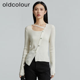 oldcolour秋季新款简约纯色修身方领百搭针织衫女P330512A1