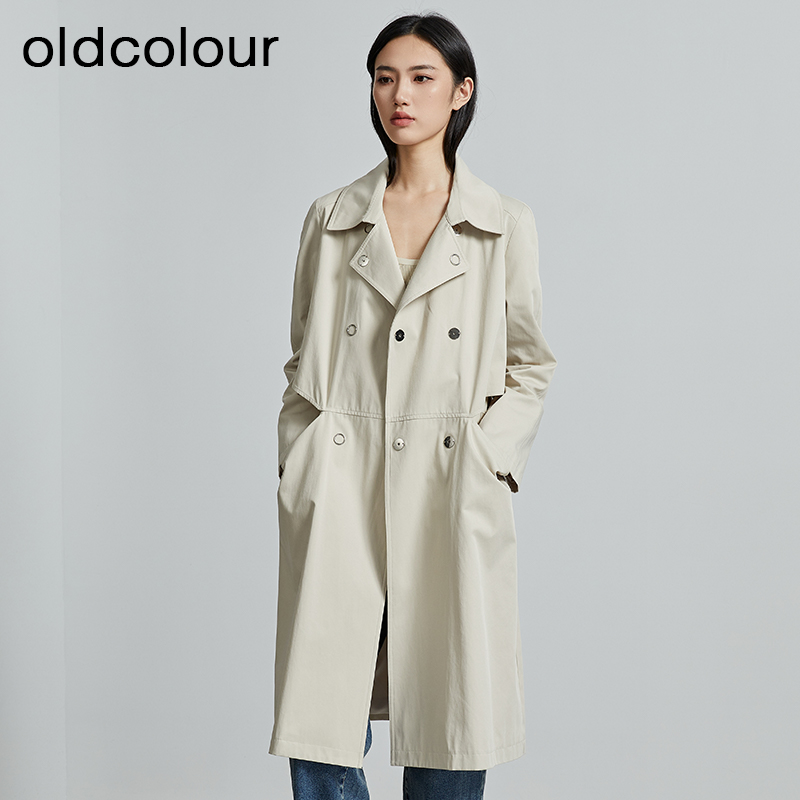 oldcolour秋季新款高级流行气质宽松长款百搭风衣外套女P340404A1