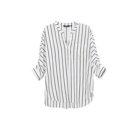 NEELLY纳俪商场同款秋季新款设计感条纹宽松长袖衬衫女莱赛尔衬衣N24072B01036 商品图3