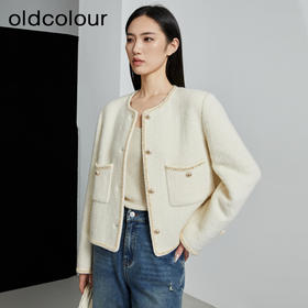 oldcolour秋季新款圆领轻熟甜美淑女小香风羊毛外套女P340405A1
