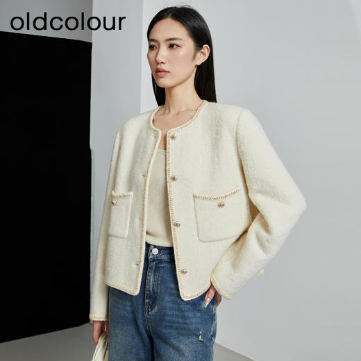 oldcolour秋季新款圆领轻熟甜美淑女小香风羊毛外套女P340405A1 商品图0