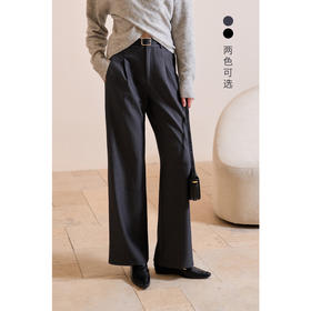 HeyDress灰色休闲裤女秋季复古高腰宽松阔腿裤百搭通勤西装裤子