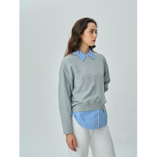 HeyDress不规则拼接卫衣女秋季宽松休闲套头上衣圆领长袖运动衫 商品图3