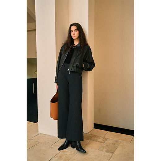 Heydress双前兜高腰牛仔裤女秋季法式白色阔腿裤纯棉宽松百搭裤子 商品图1