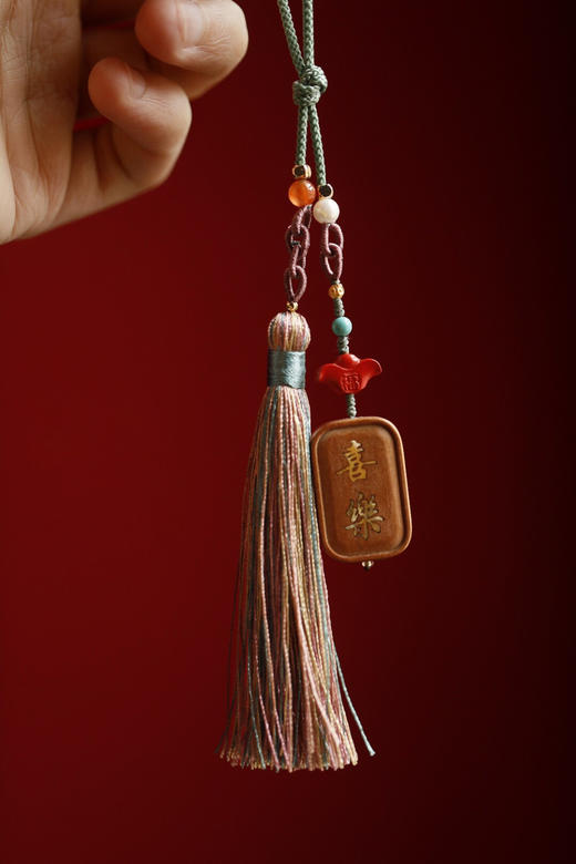 【青山特惠】老山檀嵌螺钿【喜乐】挂件 车挂 包挂 s26 商品图8