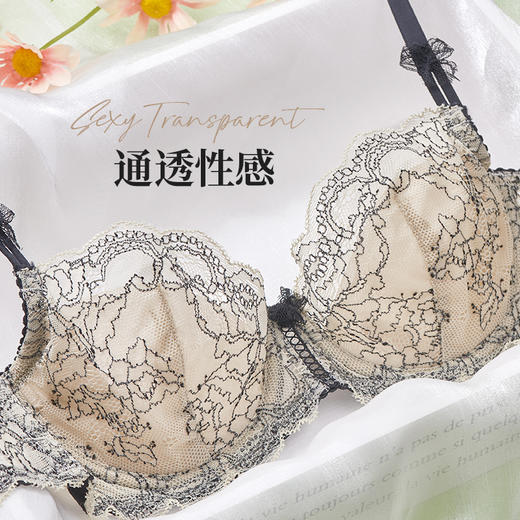 【云优选】夏娃的诱惑馨香组性感全蕾丝网格交叉通透文胸超薄款女士内衣 商品图0