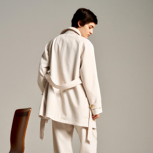 谜底中长款风衣女士2024秋季新品通勤风简约双排扣外套243ME1183 商品图2