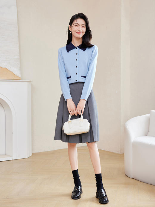 【专属特价】熙世界时尚减龄撞色翻领针织衫2025年秋装新款气质软糯毛衫上衣 商品图4