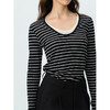 Heydress天丝条纹T恤女春秋假两件休闲修身长袖松弛感百搭上衣 商品缩略图2