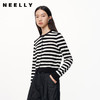 NEELLY纳俪商场同款秋季新款羊毛混纺黑白条纹显瘦针织开衫上衣女N24081A01066 商品缩略图0