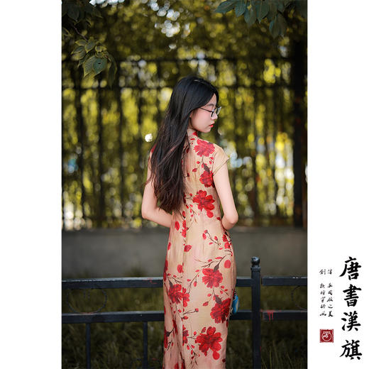【丹彩】天丝印花鲜艳华丽风改良新中式旗袍 商品图3