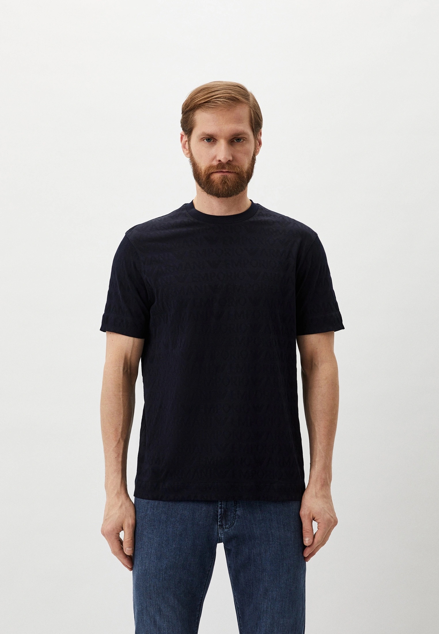 【特惠秒】Emporio Armani 男士全棉针织雕花logo商务休闲短袖T恤 11898