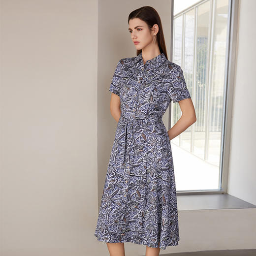 【衬衫款真丝连衣裙】24年春夏新品女士100%桑蚕丝中长款连衣裙 商品图3