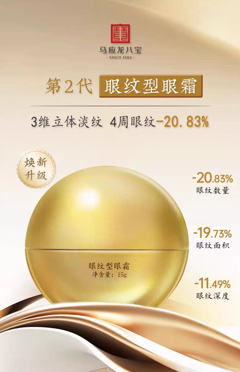 【眼纹】马应龙眼纹型眼霜 2代金珍珠 淡化细纹眼纹 紧致抗皱 补水保湿