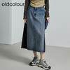 oldcolour秋季新款休闲拼接结构复古风牛仔半身裙女P330603A1 商品缩略图0