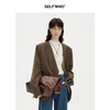 SELFWHO羊毛混纺棕色假两件西装外套女秋季2024新款宽松通勤西服 商品缩略图1
