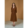 HeyDress法式连衣裙女秋季宽松圆领花瓣腰带设计气质垂感长袖裙子 商品缩略图0