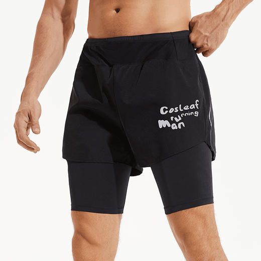 【上新】科里芙假两件运动健身全腰围口袋裤男士春夏宽松短裤 商品图3