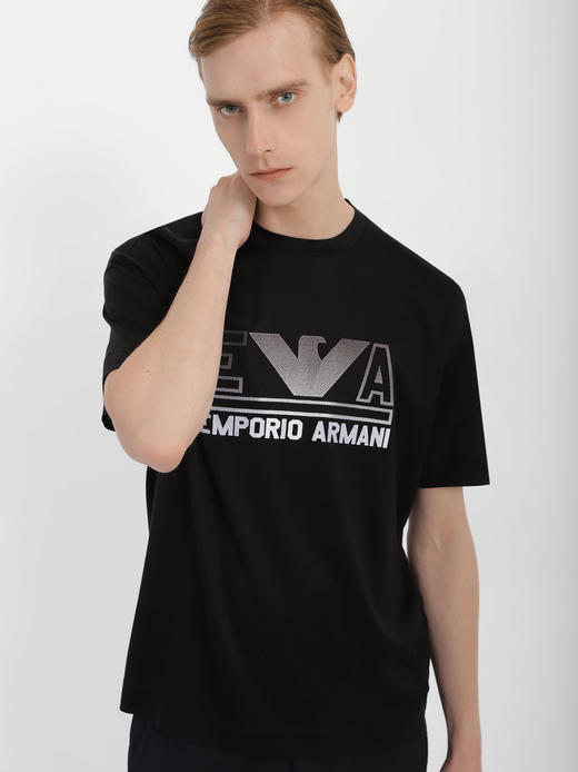 阿玛尼 EMPORIO ARMANI 男士EA大字母logo圆领渐变针绣短袖t恤 11502 商品图8