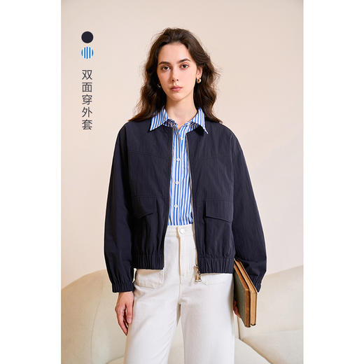 【周四精选福利】Heydress双面穿夹克女秋季户外休闲圆领宽松运动时尚短款外套上衣 商品图0