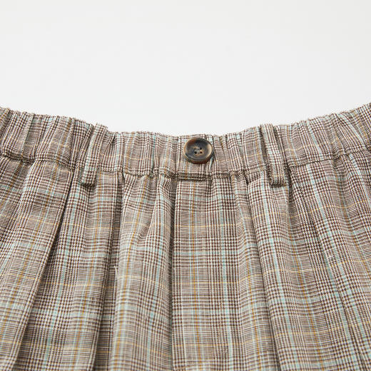 谜底格纹五分裤女士2024秋新品通勤风复古高腰透气裤子243MK1125 商品图3