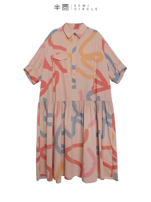 半圆/D24207040/印花短袖小众设计师款连衣裙 商品图3