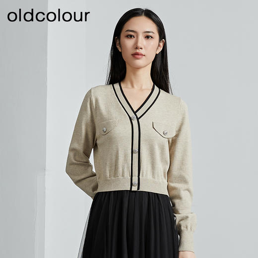 oldcolour2023春秋季新款假两件针织拼接连衣裙女气质网纱裙P341002A1 商品图0