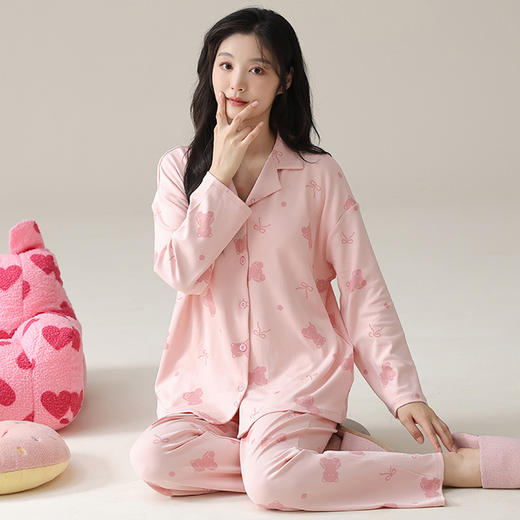 雀说  睡衣女士春秋季纯棉长袖家居服两件套W5367A 商品图1