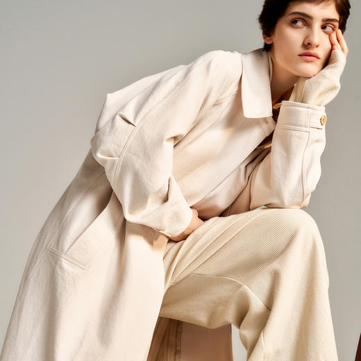 谜底H型长款风衣女士2024秋季新品通勤风简约宽松外套243ME1012 商品图3