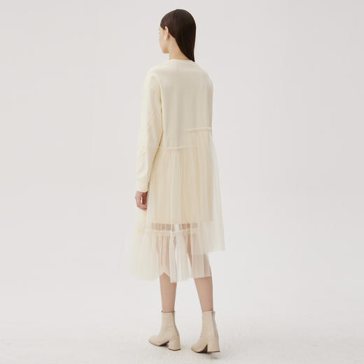 谜底拼接式卫衣裙长袖2024秋季新品简约浪漫圆领中长裙243ML1203 商品图2