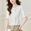 雀说圆领刺绣国风盘扣衬衫女新款轻熟风衬衣AL44191 商品缩略图1