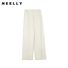 NEELLY纳俪商场同款秋季新款白色直筒休闲裤女通勤简约亚麻长裤N24071H02005
