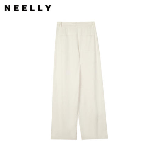 NEELLY纳俪商场同款秋季新款白色直筒休闲裤女通勤简约亚麻长裤N24071H02005 商品图0