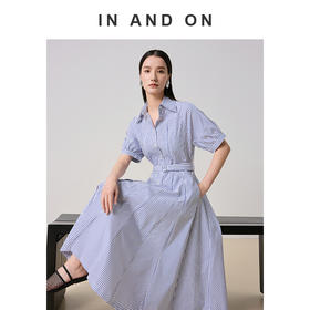 54567 INADNON 南法假日 色织条纹两穿式连衣裙