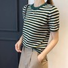 【59元清仓】条纹T 宽松版薄款夏季冰丝圆领条纹T恤短袖亲肤 棉条纹T 商品缩略图1