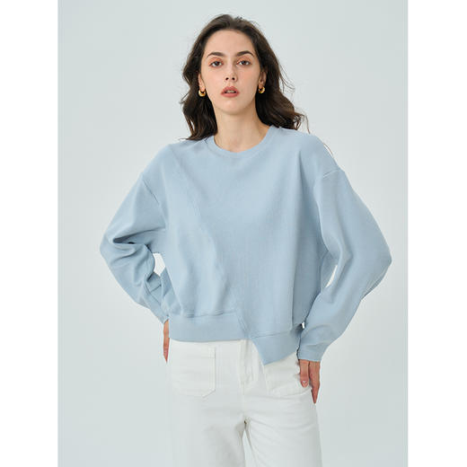 HeyDress不规则拼接卫衣女秋季宽松休闲套头上衣圆领长袖运动衫 商品图0