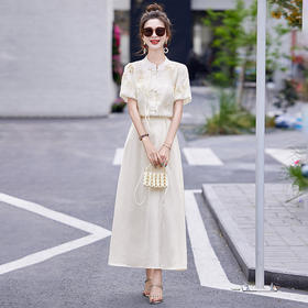 新中式风气质时尚，印花设计舒适清凉两件套裙HR-LMJY6685