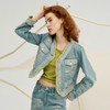 谜底牛仔外套女2024秋季新品小香风磨破特色短款牛仔服243MW1064 商品缩略图1
