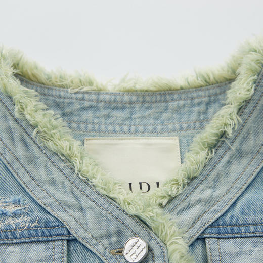 谜底牛仔外套女2024秋季新品小香风磨破特色短款牛仔服243MW1064 商品图3